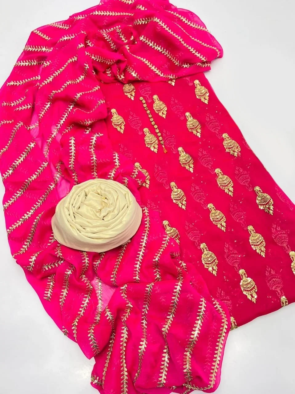 আনস্টিচড জর্জেট থ্রি পিস-11211