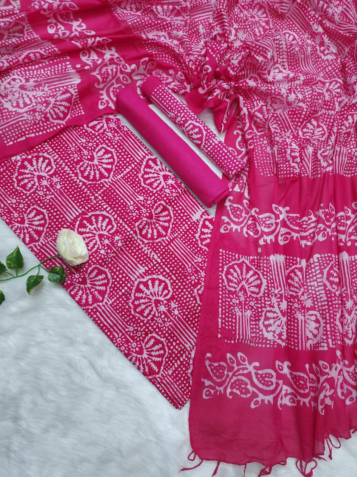 অরগেন্ডি মোম বাটিক থ্রি পিস-14209