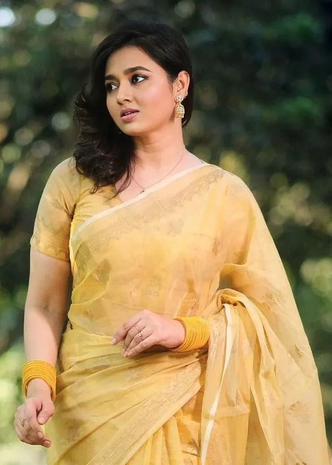 Semi Moslin Sharee with Blouse Piece-23312