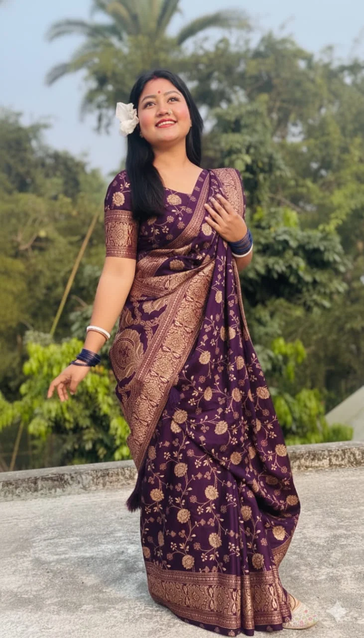 Japani Silk Skin Print Sharee with Blouse Piece-27351