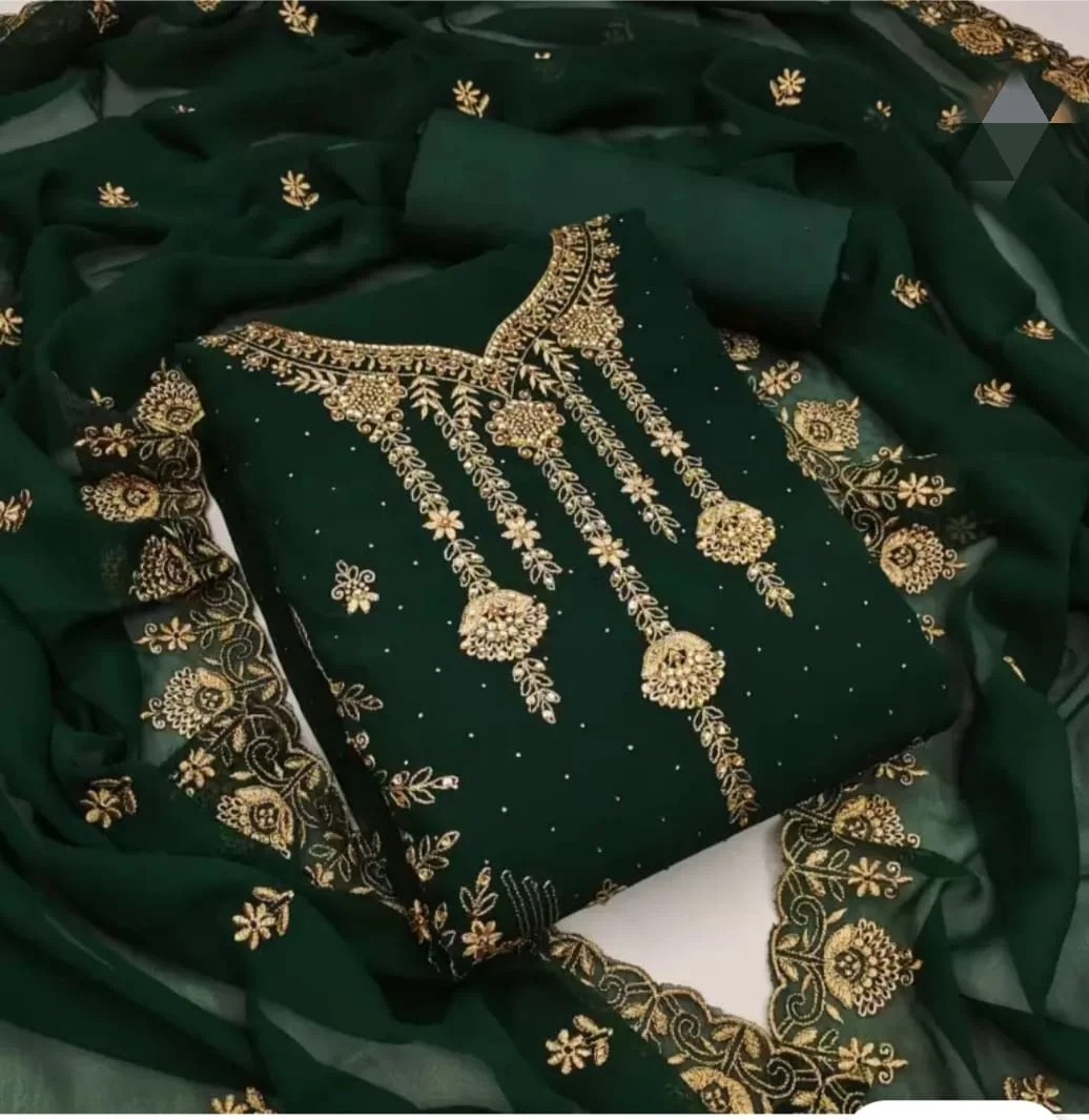 Embroidary Georjet Three Piece-12374