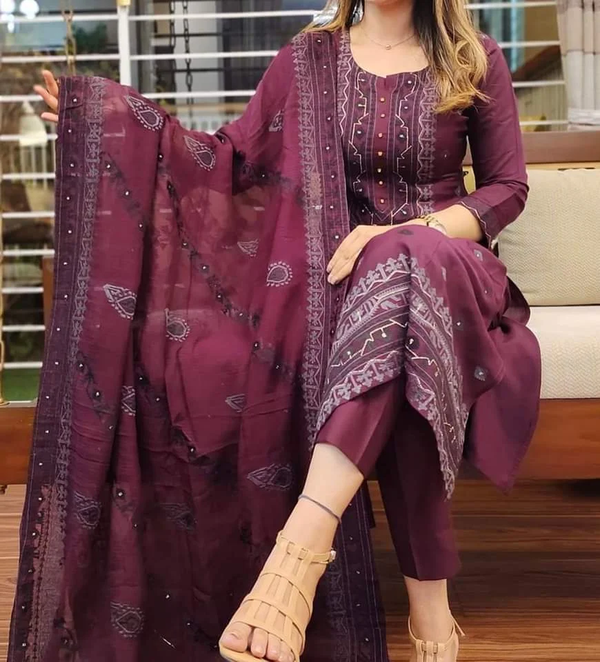 Block Print Three Piece-11630