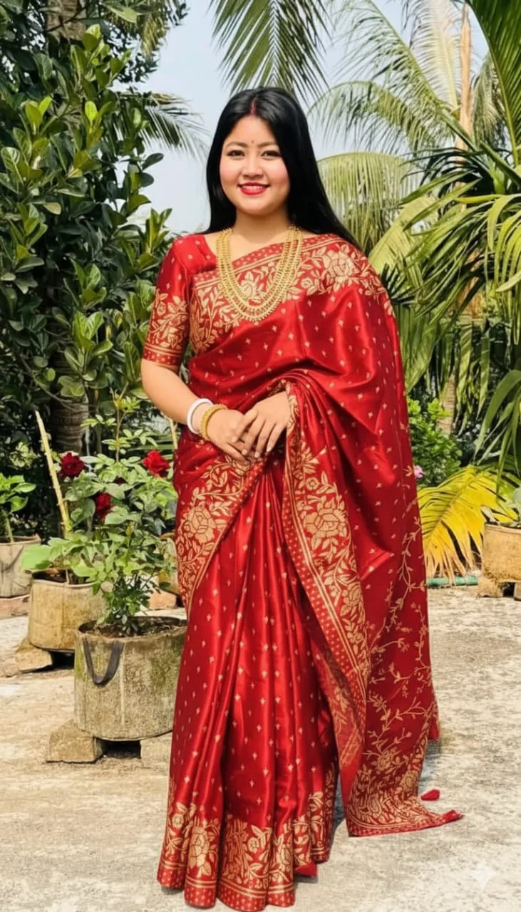 Japani Silk Skin Print Sharee with Blouse Piece-27343