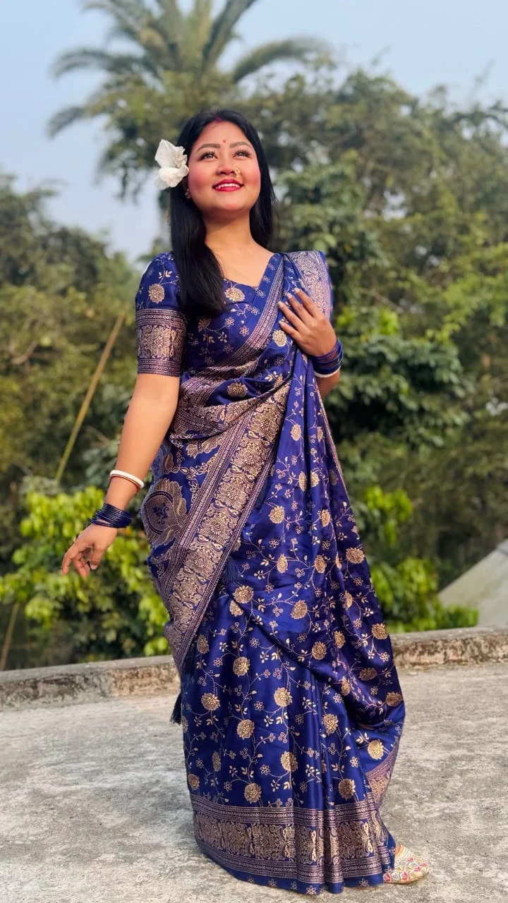 Japani Silk Skin Print Sharee with Blouse Piece-27354