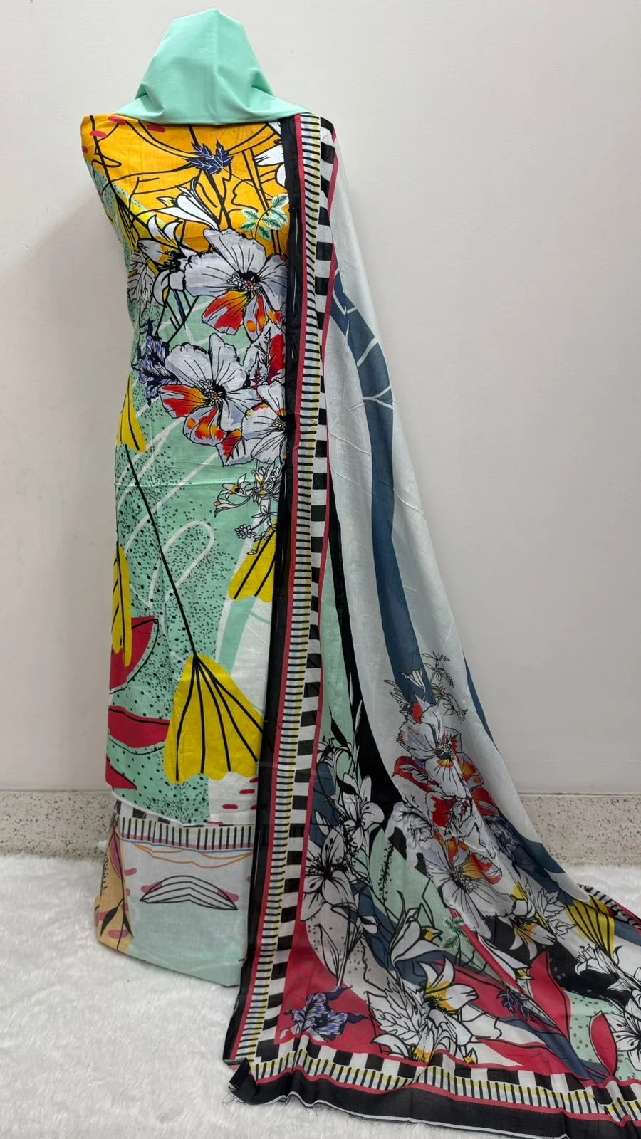 Digital Print Cotton Three Piece--20710