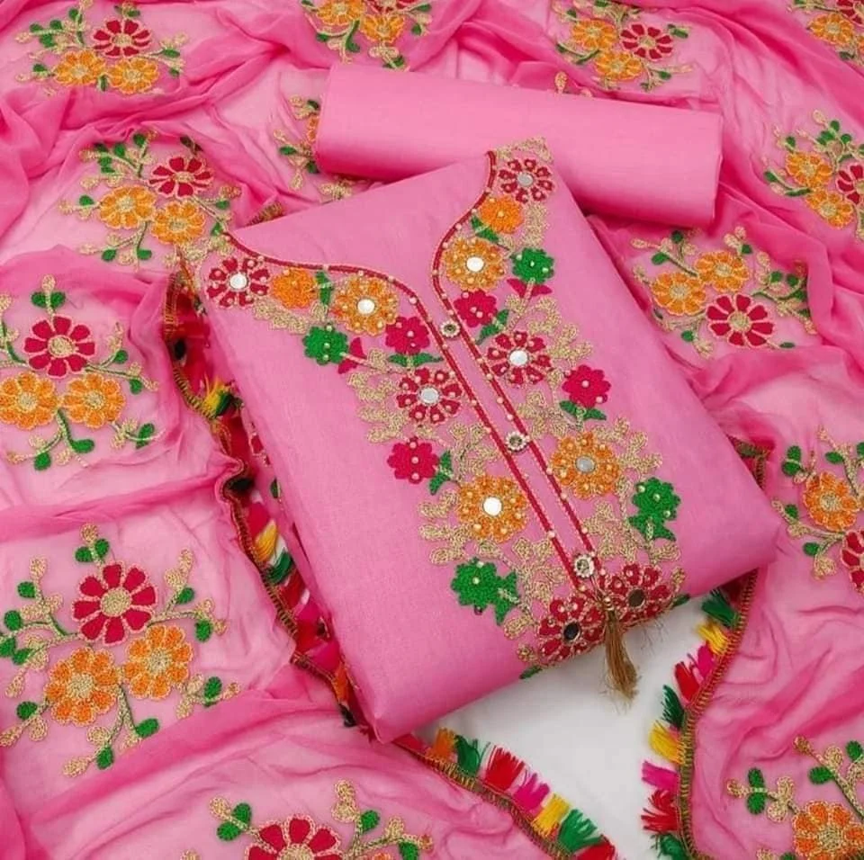 কাশ্মীরী আড়ি এম্ব্রডারী থ্রি-পিচ।--11525