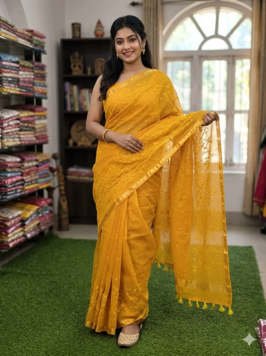 Embroidery Premium Half Silk Sharee-27972