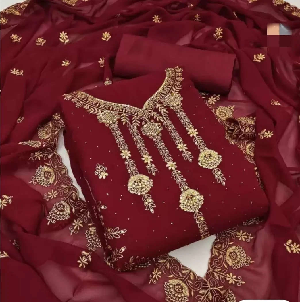 Embroidary Georjet Three Piece- 12376