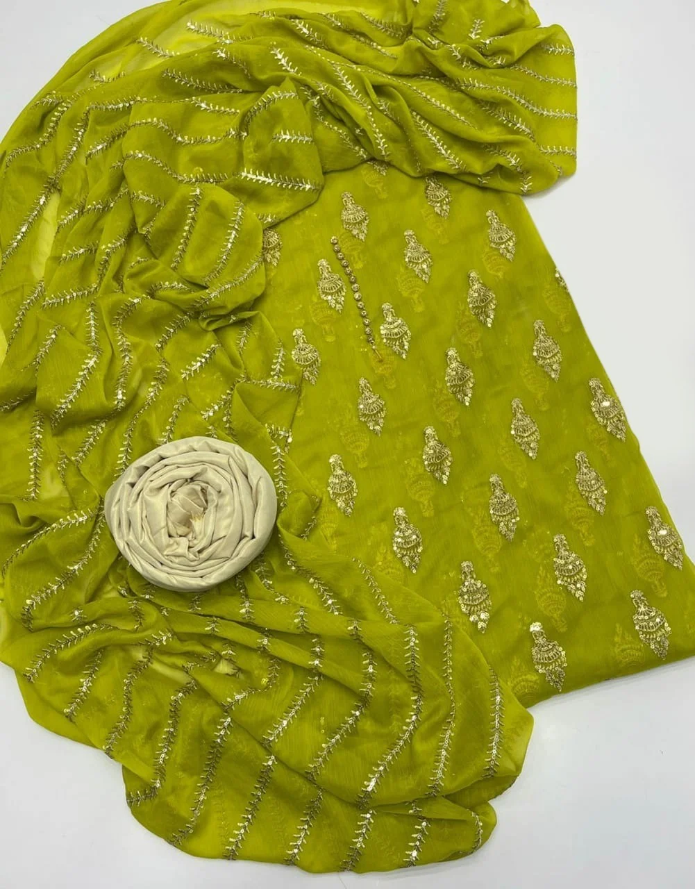 আনস্টিচড জর্জেট থ্রি পিস- 11213