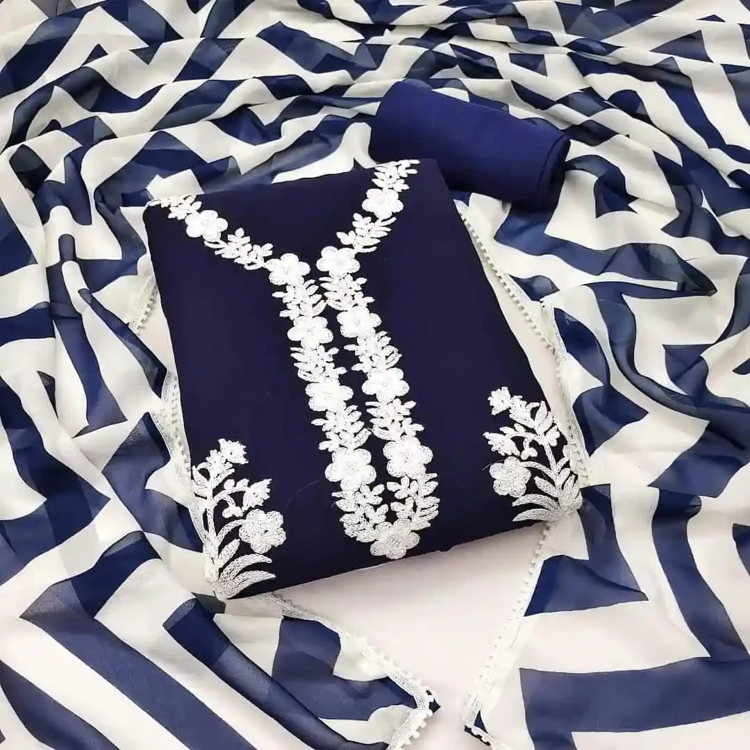 কাশ্মীরী আড়ি এম্ব্রডারী থ্রি-পিচ।--11517