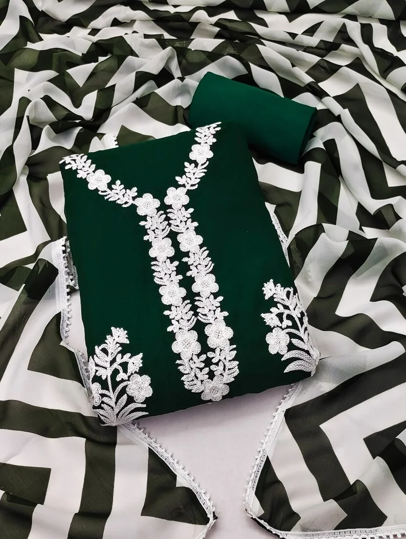 কাশ্মীরী আড়ি এম্ব্রডারী থ্রি-পিচ।--11518