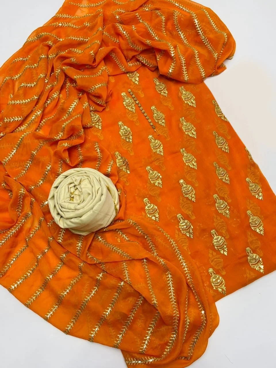 আনস্টিচড জর্জেট থ্রি পিস-11214