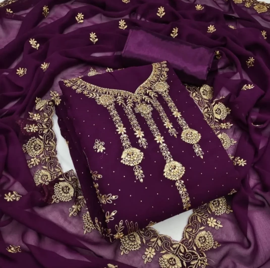 Embroidary Georjet Three Piece-12377