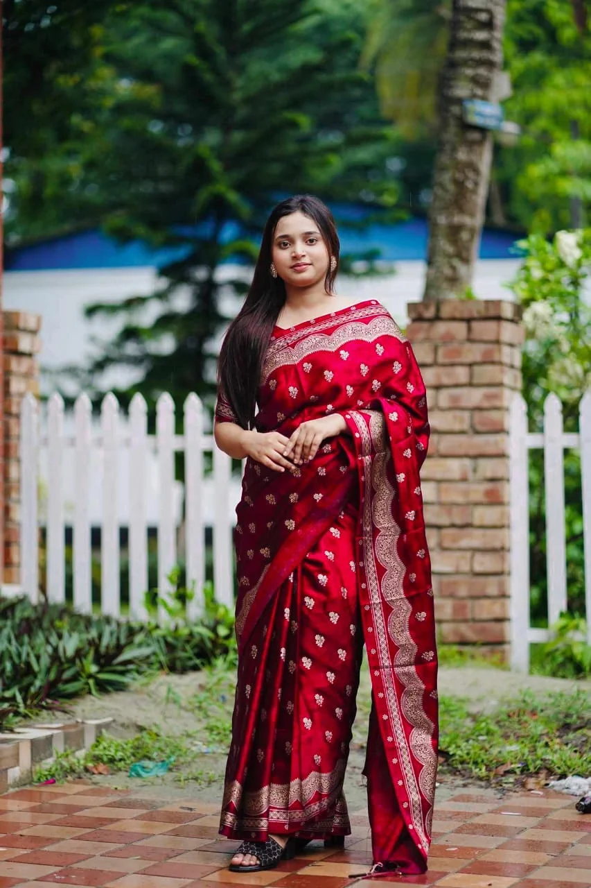 Japani Silk Skin Print Sharee with Blouse Piece-27359