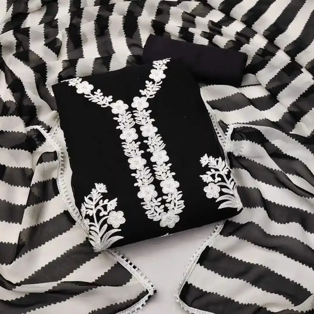 কাশ্মীরী আড়ি এম্ব্রডারী থ্রি-পিচ।--11519